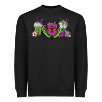 Black Halloween Coffee Cups Heavyweight Sweatshirt - FaDigitalArtStudio