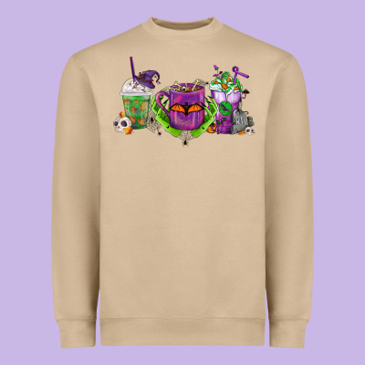 Halloween Coffee Cups Heavyweight Sweatshirt Designed By Fadigitalartstudio