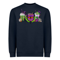 Navy Halloween Coffee Cups Heavyweight Sweatshirt - FaDigitalArtStudio