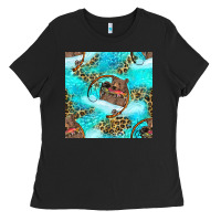 Black Mama Bear Hunting Fish With Leopard Seamless Pattern Ladies Tee - BundleAndBundleShop