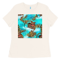 Bone Mama Bear Hunting Fish With Leopard Seamless Pattern Ladies Tee - BundleAndBundleShop
