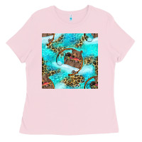 Bubblegum Pink Mama Bear Hunting Fish With Leopard Seamless Pattern Ladies Tee - BundleAndBundleShop