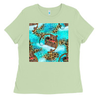 Matcha Mama Bear Hunting Fish With Leopard Seamless Pattern Ladies Tee - BundleAndBundleShop
