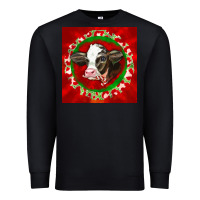 Black christmas holstein calf face Premium Sweatshirt - LillyAllenDesigns