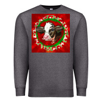 Charcoal Heather christmas holstein calf face Premium Sweatshirt - LillyAllenDesigns