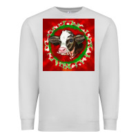 Dove Grey christmas holstein calf face Premium Sweatshirt - LillyAllenDesigns