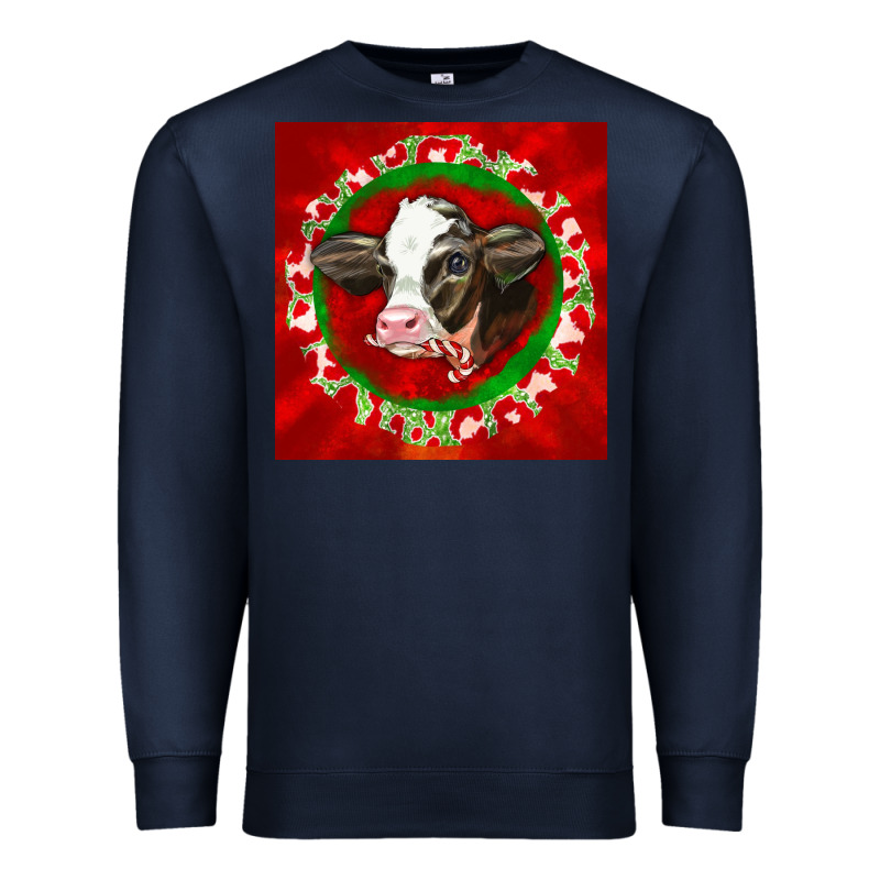 Christmas Holstein Calf Face Premium Sweatshirt by LillyAllenDesigns | Teevron