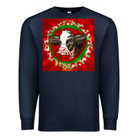 Navy christmas holstein calf face Premium Sweatshirt - LillyAllenDesigns