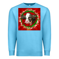 Ocean Blue christmas holstein calf face Premium Sweatshirt - LillyAllenDesigns