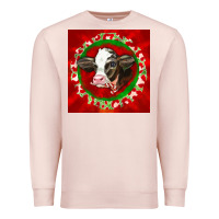 Pale Pink christmas holstein calf face Premium Sweatshirt - LillyAllenDesigns
