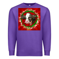 Purple christmas holstein calf face Premium Sweatshirt - LillyAllenDesigns