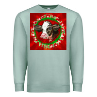 Seafoam christmas holstein calf face Premium Sweatshirt - LillyAllenDesigns