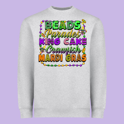 Beads Parades King Cake Crawfish Mardi Gras Heavyweight Sweatshirt Designed By Fadigitalartstudio