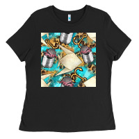 Paper Fish And Canned With Anchor Seamless Pattern Pbs Ladies Tee | Teevron