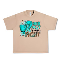 Burro Her fight is our fight Ovarian Cancer teal ribbon Urban Heavy Tee - NancyCooperArtShop