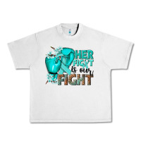 Lunar Rock Her fight is our fight Ovarian Cancer teal ribbon Urban Heavy Tee - NancyCooperArtShop