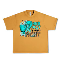 Peanut Butter Her fight is our fight Ovarian Cancer teal ribbon Urban Heavy Tee - NancyCooperArtShop