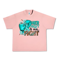 Salmon Her fight is our fight Ovarian Cancer teal ribbon Urban Heavy Tee - NancyCooperArtShop