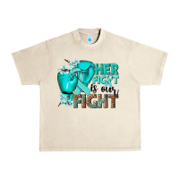 Sandshell Her fight is our fight Ovarian Cancer teal ribbon Urban Heavy Tee - NancyCooperArtShop
