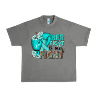 Tornado Her fight is our fight Ovarian Cancer teal ribbon Urban Heavy Tee - NancyCooperArtShop
