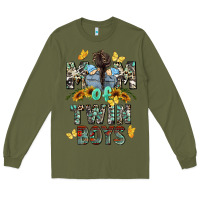 Army Green mom of twin boys mother's day Long Sleeve Tee - CowGirlArtShop