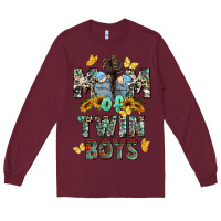 Burgundy mom of twin boys mother's day Long Sleeve Tee - CowGirlArtShop