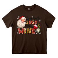 Chocolate Brown dear santa just bring wine Heavy Core Tee - MaliasSmallBusiness