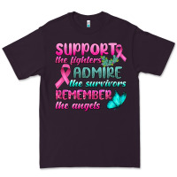 Plum Support The Lighters Admire The Survivors Remember The Angels Premium Tee - BundleAndBundleShop