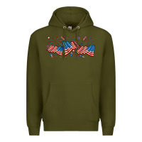 Army Green fourth of july american flag Premium Hoodie - RanaPortraitStore