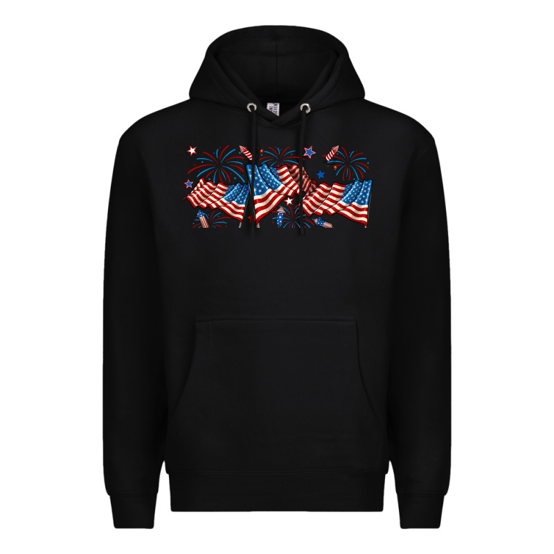 Fourth Of July American Flag Premium Hoodie by RanaPortraitStore | Teevron