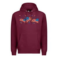 Burgundy fourth of july american flag Premium Hoodie - RanaPortraitStore