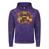 Cloud Purple Fall School Bus Vintage Hoodie - texasbilliewilder