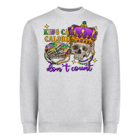 Heather Grey King cake calories don't count skull Heavyweight Sweatshirt - FaDigitalArtStudio