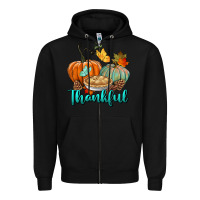 Black thankful pumpkins Zipper Hoodie - BundleAndBundleShop