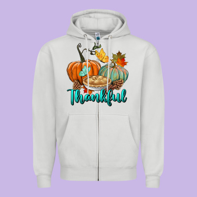 Thankful Pumpkins Zipper Hoodie Designed By Bundleandbundleshop