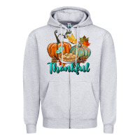Heather Grey thankful pumpkins Zipper Hoodie - BundleAndBundleShop