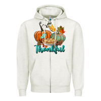 Oatmeal Heather thankful pumpkins Zipper Hoodie - BundleAndBundleShop