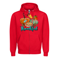 Red thankful pumpkins Zipper Hoodie - BundleAndBundleShop