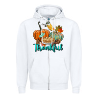 White thankful pumpkins Zipper Hoodie - BundleAndBundleShop