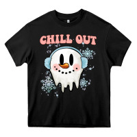 Black chill out christmas snowman Heavy Core Tee - MaliasSmallBusiness