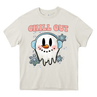 Cream chill out christmas snowman Heavy Core Tee - MaliasSmallBusiness