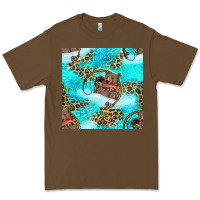 Cacao Mama Bear Hunting Fish With Leopard Seamless Pattern Premium Tee - BundleAndBundleShop