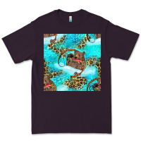 Plum Mama Bear Hunting Fish With Leopard Seamless Pattern Premium Tee - BundleAndBundleShop