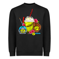 Black Softball Frappe Coffee Heavyweight Sweatshirt - FaDigitalArtStudio