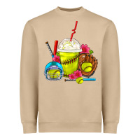 Mushroom Softball Frappe Coffee Heavyweight Sweatshirt - FaDigitalArtStudio