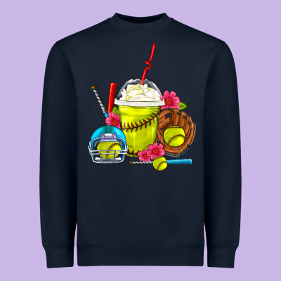Softball Frappe Coffee Heavyweight Sweatshirt Designed By Fadigitalartstudio