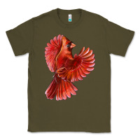 Army Green Flying Northern Cardinal Bird Classic Tee - LillyAllenDesigns
