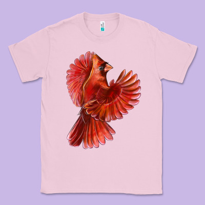 Flying Northern Cardinal Bird Classic Tee Designed By Lillyallendesigns