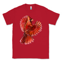 Red Flying Northern Cardinal Bird Classic Tee - LillyAllenDesigns