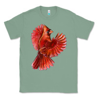 Sage Flying Northern Cardinal Bird Classic Tee - LillyAllenDesigns